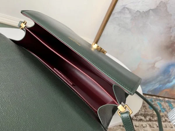 Replica YSL Fake Saint Laurent Cassandra Medium Bag In Dark Green Grained Leather 3