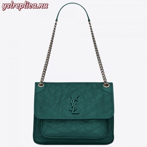 Replica YSL Fake Saint Laurent Medium Niki Bag In Turquoise Vintage Leather