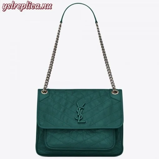 Replica YSL Fake Saint Laurent Medium Niki Bag In Turquoise Vintage Leather
