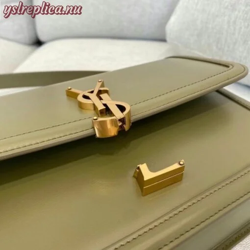 Replica YSL Fake Saint Laurent Solferino Medium Bag In Khaki Calfskin 8