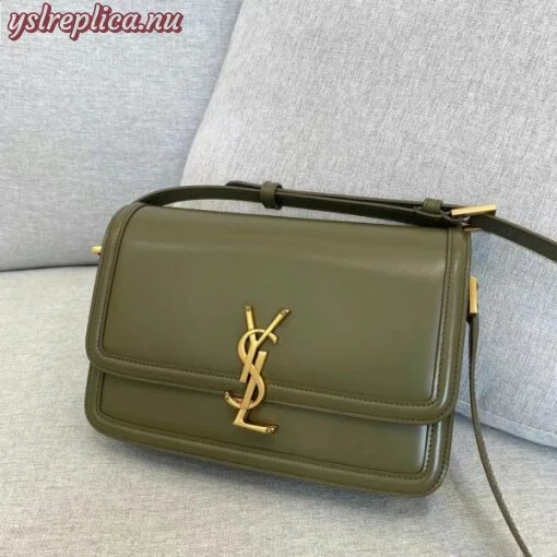 Replica YSL Fake Saint Laurent Solferino Medium Bag In Khaki Calfskin 9