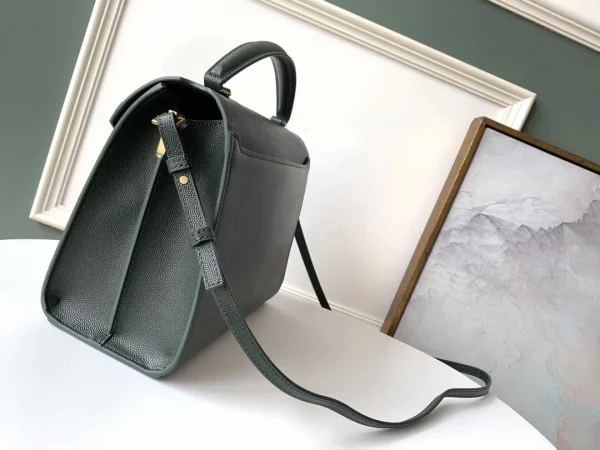 Replica YSL Fake Saint Laurent Cassandra Medium Bag In Dark Green Grained Leather 5