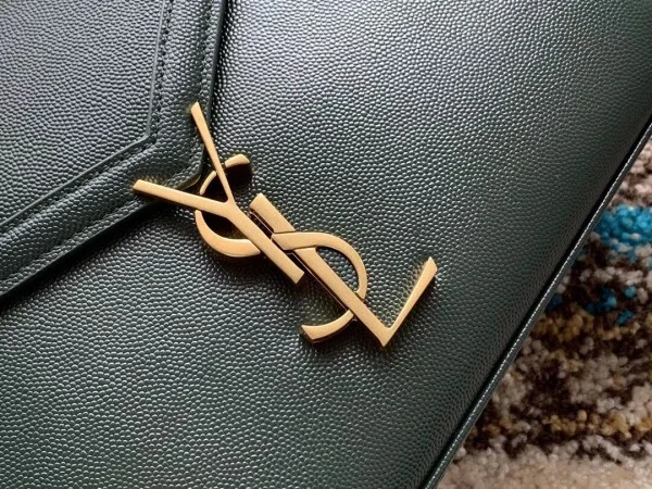 Replica YSL Fake Saint Laurent Cassandra Medium Bag In Dark Green Grained Leather 6