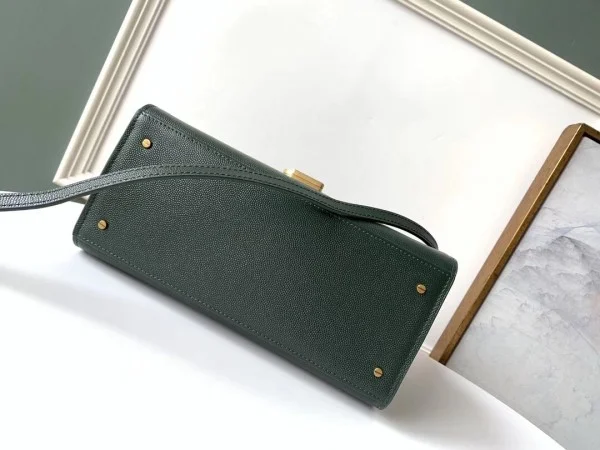 Replica YSL Fake Saint Laurent Cassandra Medium Bag In Dark Green Grained Leather 7