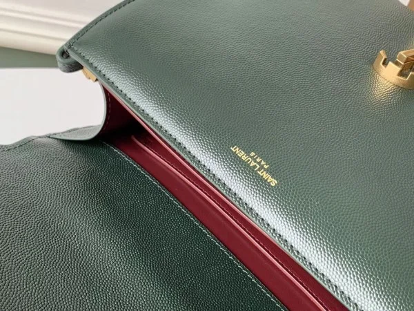 Replica YSL Fake Saint Laurent Cassandra Medium Bag In Dark Green Grained Leather 8