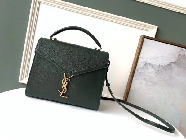 Replica YSL Fake Saint Laurent Cassandra Medium Bag In Dark Green Grained Leather 10