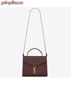 Replica YSL Fake Saint Laurent Cassandra Medium Bag In Bordeaux Grained Leather