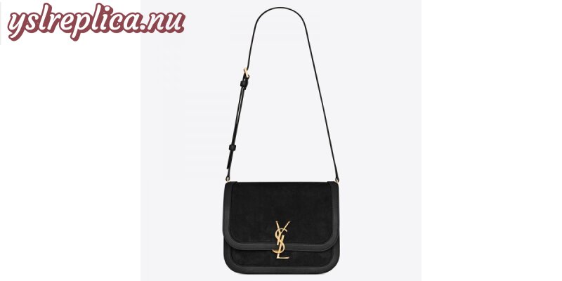 Replica YSL Fake Saint Laurent Solferino Medium Soft Bag In Black Suede 2
