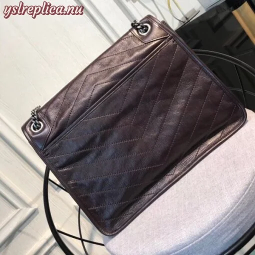 Replica YSL Fake Saint Laurent Large Niki Chain Bag In Bordeaux Crinkled Leather