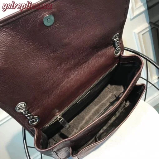 Replica YSL Fake Saint Laurent Large Niki Chain Bag In Bordeaux Crinkled Leather 2