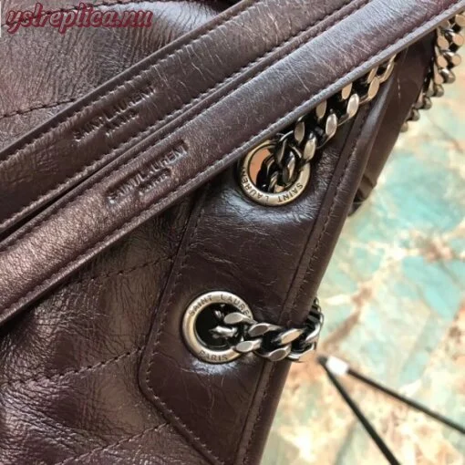 Replica YSL Fake Saint Laurent Large Niki Chain Bag In Bordeaux Crinkled Leather 7