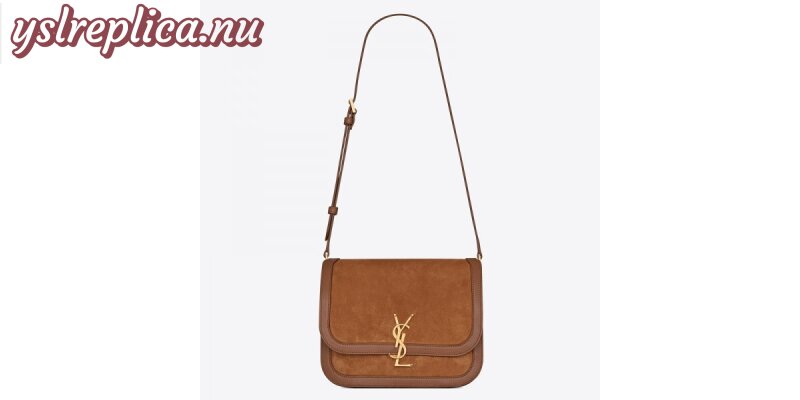 Replica YSL Fake Saint Laurent Solferino Medium Soft Bag In Brown Suede 2
