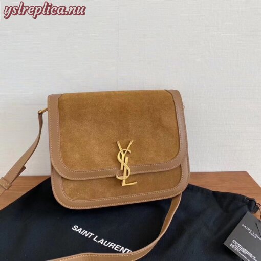 Replica YSL Fake Saint Laurent Solferino Medium Soft Bag In Brown Suede 3