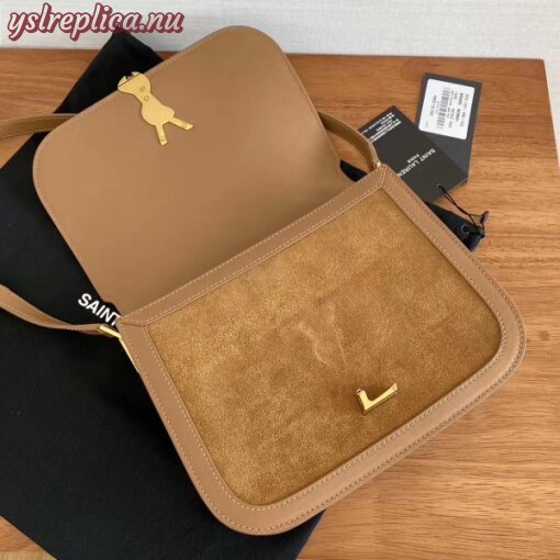 Replica YSL Fake Saint Laurent Solferino Medium Soft Bag In Brown Suede 6