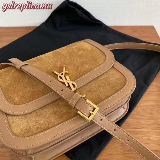 Replica YSL Fake Saint Laurent Solferino Medium Soft Bag In Brown Suede 8