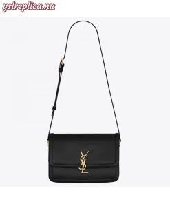 Replica YSL Fake Saint Laurent Solferino Medium Bag In Black Calfskin