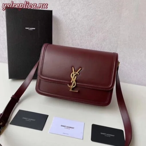 Replica YSL Fake Saint Laurent Solferino Medium Bag In Bordeaux Calfskin 4