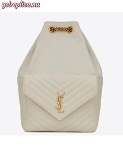 Replica YSL Fake Saint Laurent Joe Backpack In White Lambskin