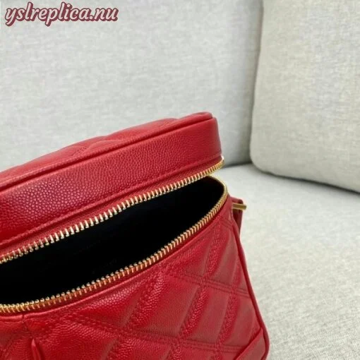 Replica YSL Fake Saint Laurent 80’s Vanity Bag In Red Quilted Grained Leather 2