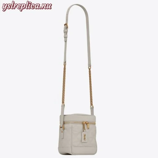 Replica YSL Fake Saint Laurent 80’s Vanity Bag In White Quilted Grained Leather