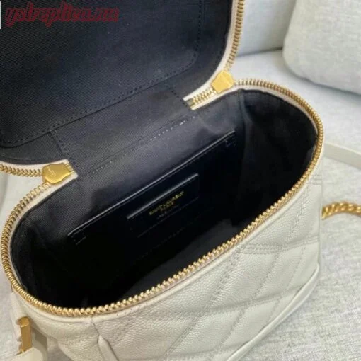 Replica YSL Fake Saint Laurent 80’s Vanity Bag In White Quilted Grained Leather 5