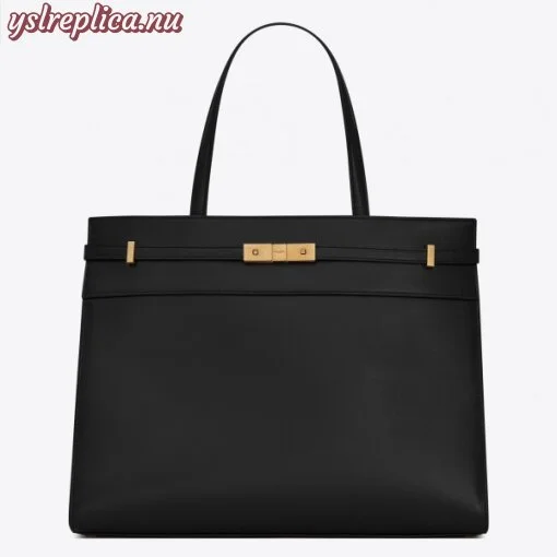 Replica YSL Fake Saint Laurent Black Manhattan Medium Shopping Bag