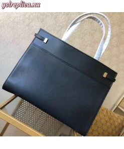 Replica YSL Fake Saint Laurent Black Manhattan Medium Shopping Bag 2