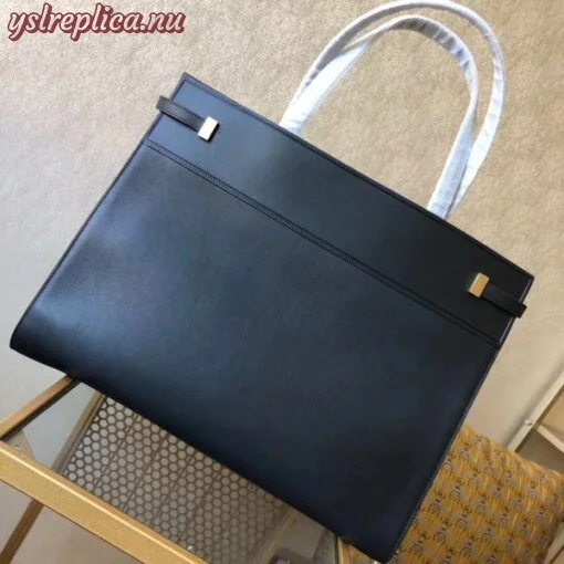 Replica YSL Fake Saint Laurent Black Manhattan Medium Shopping Bag 2