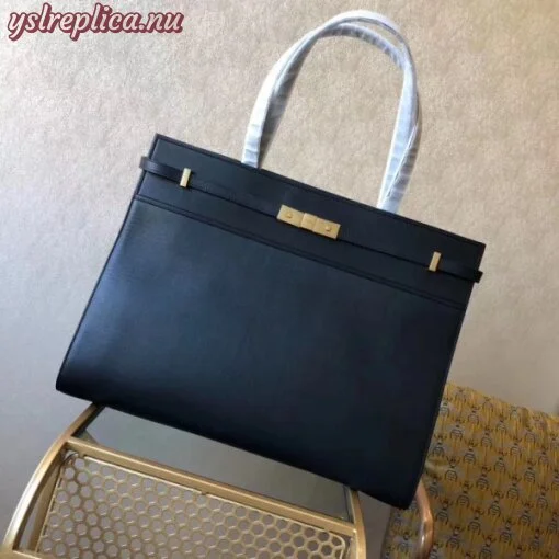 Replica YSL Fake Saint Laurent Black Manhattan Medium Shopping Bag 4