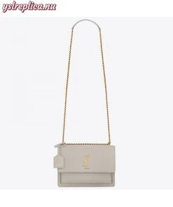 Replica YSL Fake Saint Laurent Sunset Medium Bag In White Calfskin