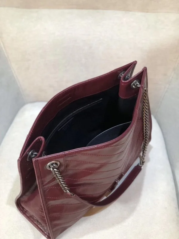 Replica YSL Fake Saint Laurent Medium Niki Shopping Bag In Bordeaux Leather 4