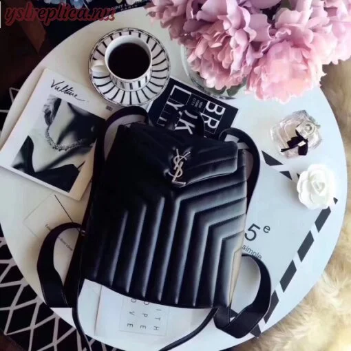 Replica YSL Fake Saint Laurent Black Small LouLou Backpack 8