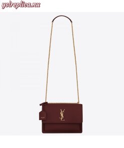 Replica YSL Fake Saint Laurent Sunset Medium Bag In Bordeaxu Calfskin