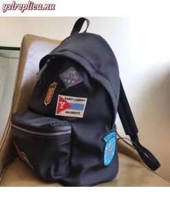 Replica YSL Fake Saint Laurent Black City Backpack With Patches