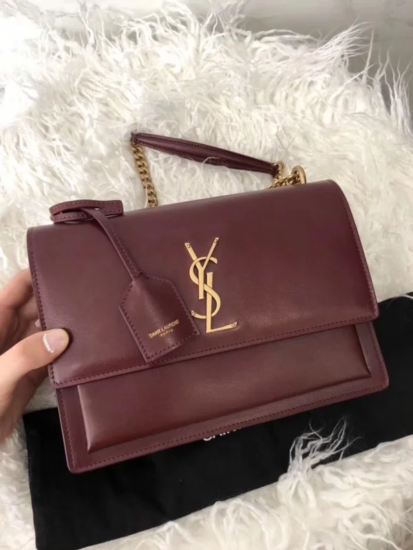 Replica YSL Fake Saint Laurent Sunset Medium Bag In Bordeaxu Calfskin 4