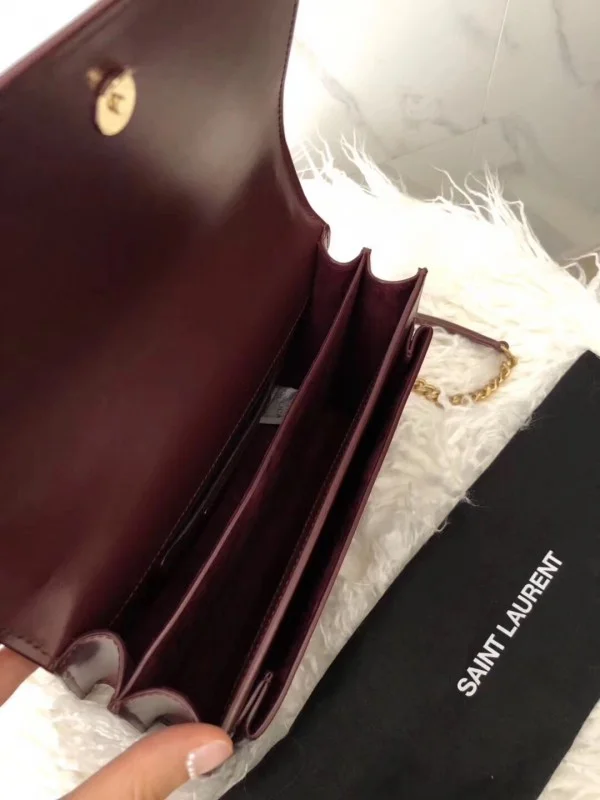 Replica YSL Fake Saint Laurent Sunset Medium Bag In Bordeaxu Calfskin 7