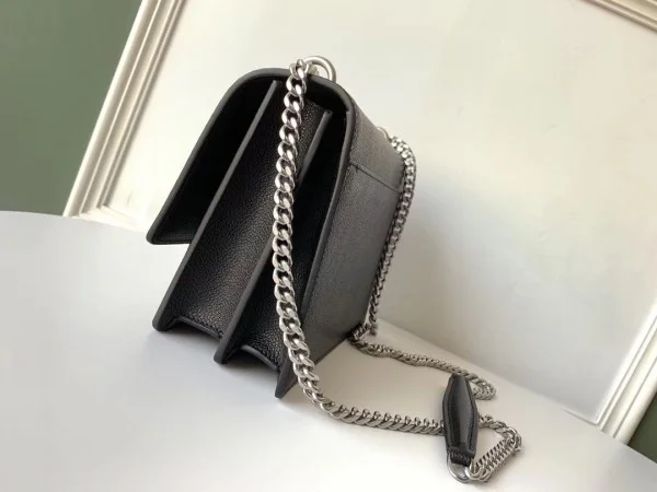 Replica YSL Fake Saint Laurent Sunset Medium Bag In Black Grained Leather 5