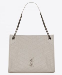 Replica YSL Fake Saint Laurent Medium Niki Shopping Bag In White Leather