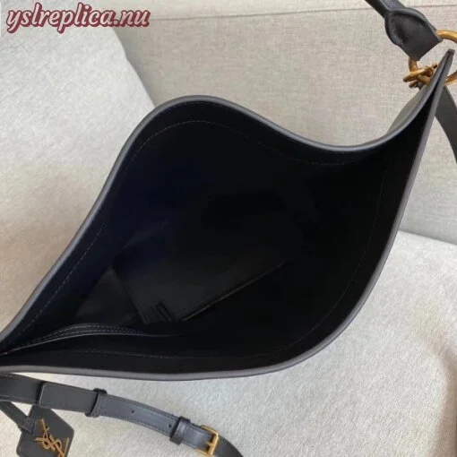 Replica YSL Fake Saint Laurent Tag Hobo Bag In Black Calfskin 5