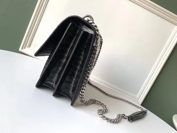 Replica YSL Fake Saint Laurent Sunset Medium Bag In Black Crocodile Embossed Leather 8