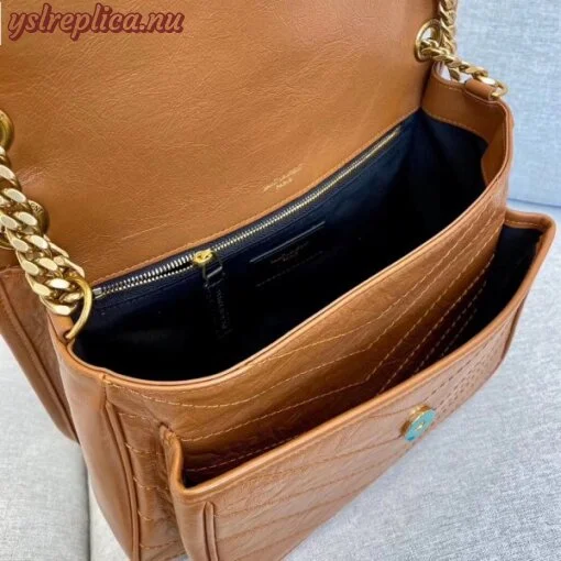 Replica YSL Fake Saint Laurent Medium Niki Bag In Brown Calfskin 7