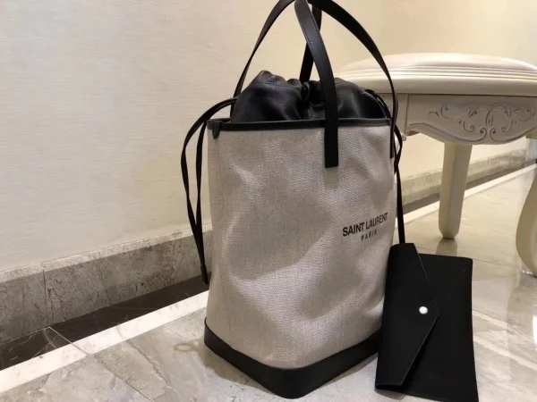 Replica YSL Fake Saint Laurent Teddy Shopping Bag In Linen Canvas