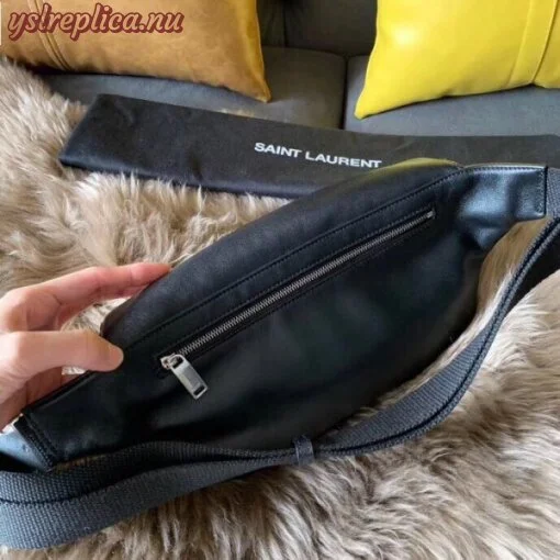 Replica YSL Fake Saint Laurent Classic Belt Bag In Soft Black Leather 3