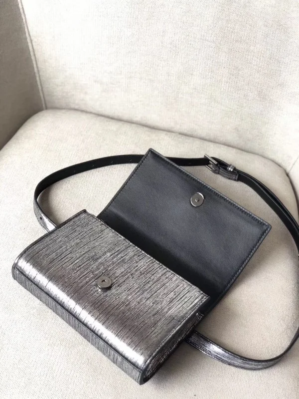Replica YSL Fake Saint Laurent Kate Belt Bag In Lame Leather 4