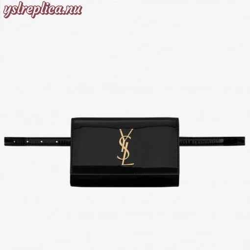 Replica YSL Fake Saint Laurent Black Patent Kate Belt Bag