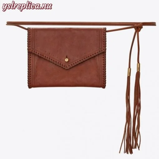 Replica YSL Fake Saint Laurent Brown Envelope Belt Bag