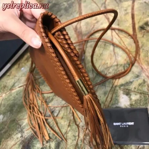 Replica YSL Fake Saint Laurent Brown Envelope Belt Bag 5
