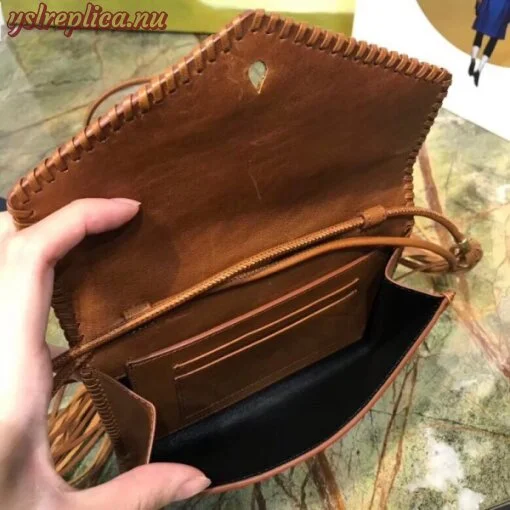 Replica YSL Fake Saint Laurent Brown Envelope Belt Bag 8