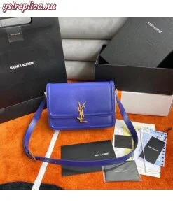 Replica YSL Fake Saint Laurent Solferino Medium Bag In Blue Box Calfskin 2