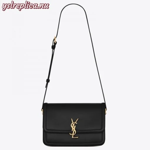 Replica YSL Fake Saint Laurent Solferino Medium Bag In Black Calfskin